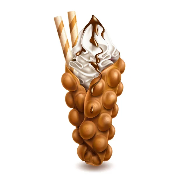 Vektör gerçekçi kabarcık gözleme hong kong gofret