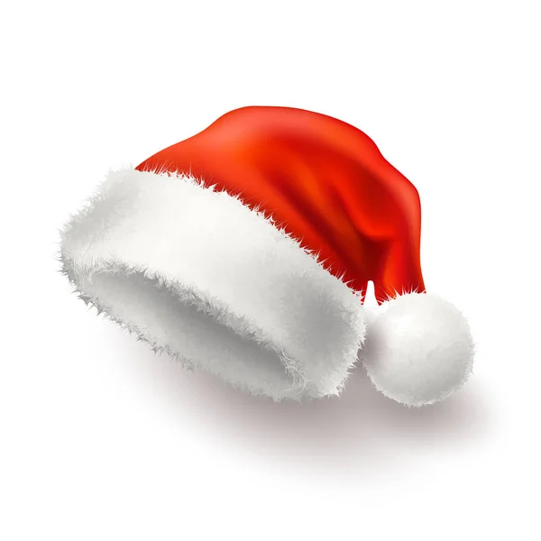 矢量逼真圣诞老人圣诞假期3d 帽子 — 图库矢量图片