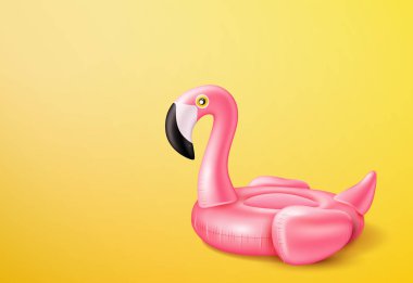 3D pembe flamingo şişme havuz yüzük vektör
