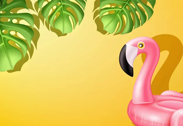 Vektor 3D rosa Flamingo aufblasbarer Pool Ring — Stockvektor