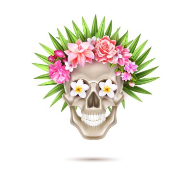 Vektör dia de los muertos gün ölü kafatası çiçek