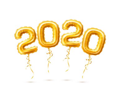Gerçekçi 2020 altın hava balonları yeni yıl vektör