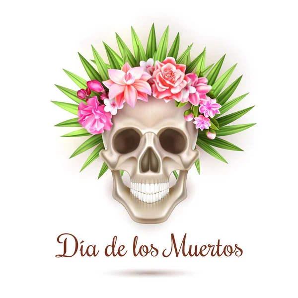 Vector dia de los muertos dag van dode schedel bloem — Stockvector