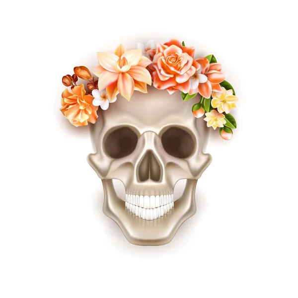Vector dia de los muertos dag van dode schedel bloem — Stockvector