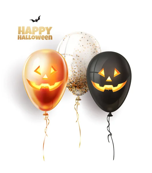 Vector halloween ballon met enge, griezelige gezichten — Stockvector