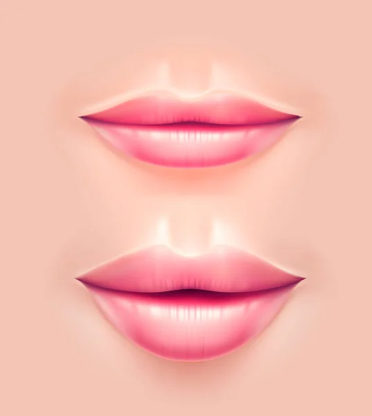 Vector realista labios de mujer después de la cirugía plástica — Archivo Imágenes Vectoriales