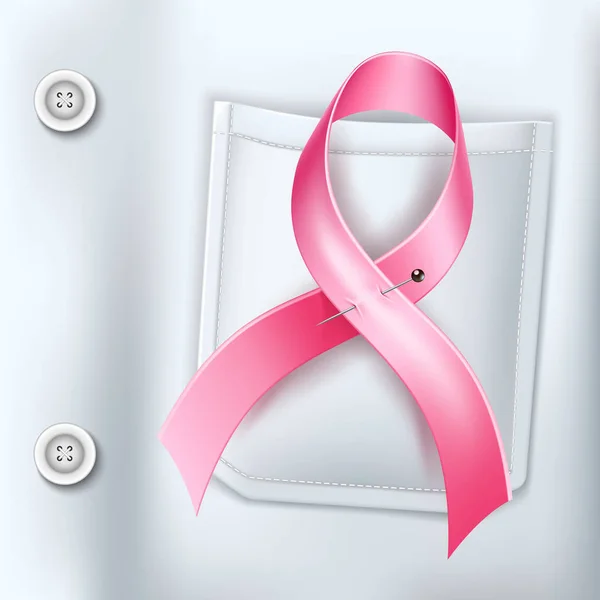 Wektor piersi Rak świadomości plakat różowa wstążka — Wektor stockowy
