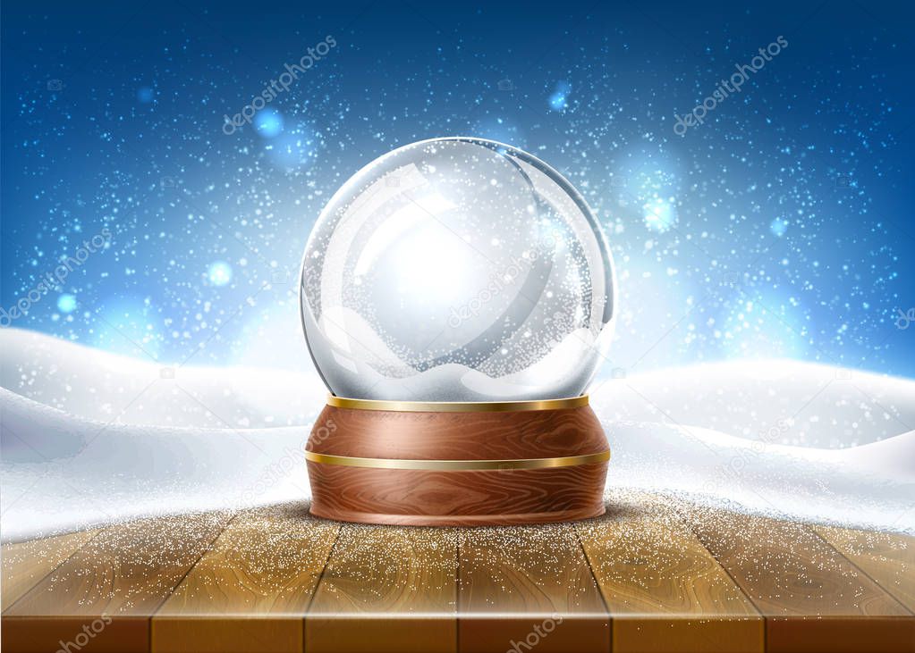 Vector realistic christmas snowglobe 3d winter toy