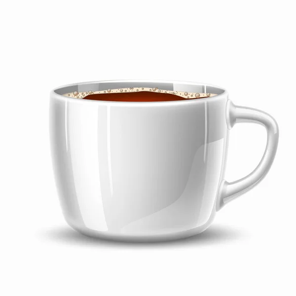 Tazza realistica vettoriale, tazza di caffè vista laterale — Vettoriale Stock