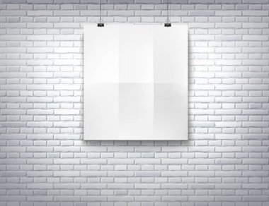 Vektör beyaz boş asılı Kağıt afiş mockup