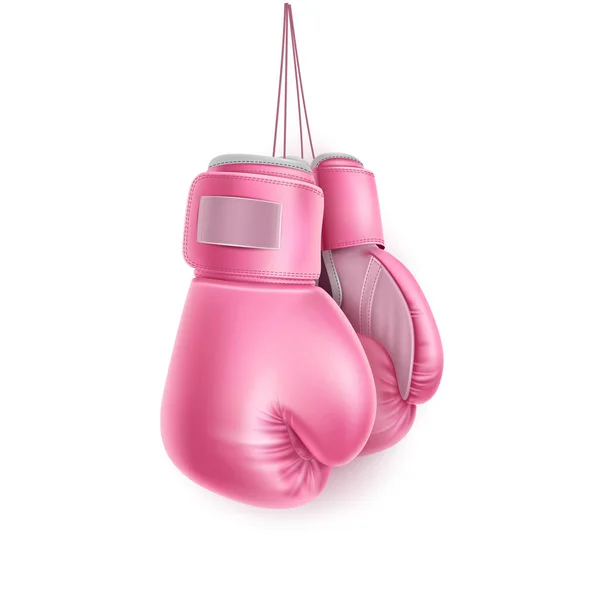 Vektor merah muda sepasang sarung tangan tinju pada renda realistis - Stok Vektor