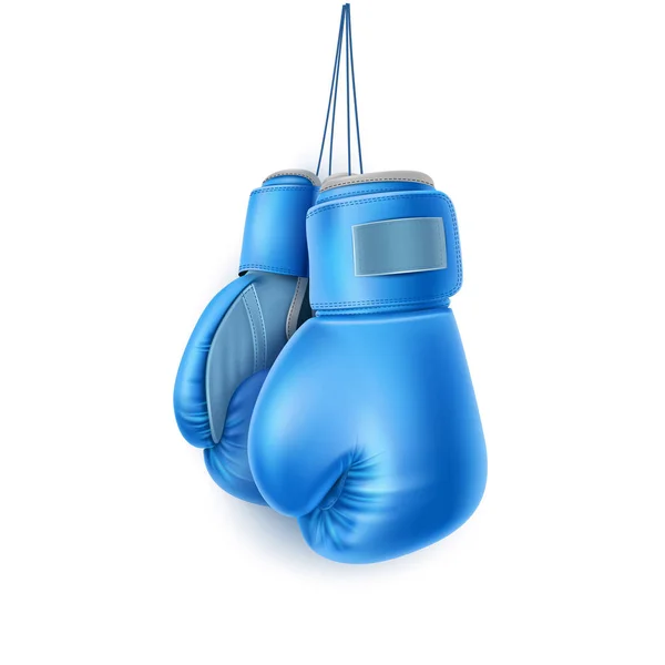Vector azul par de guantes de boxeo en encaje realista — Vector de stock