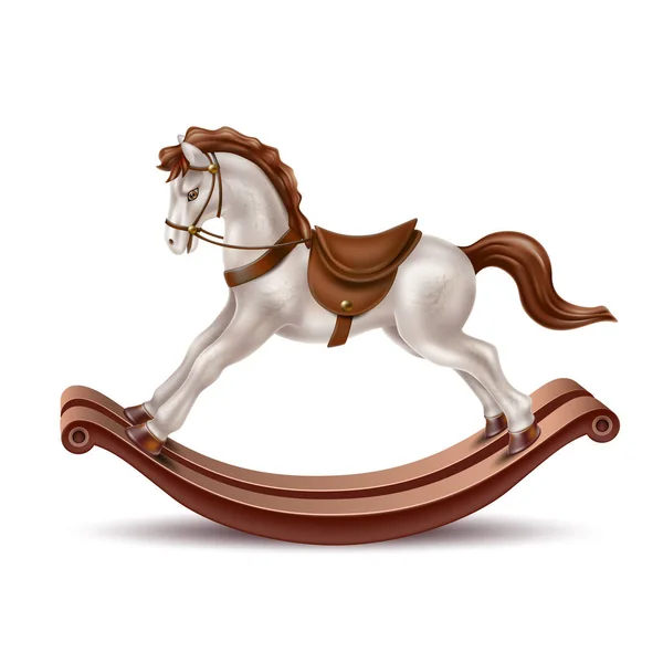 Vector realista balanceo caballo vintage 3d juguete — Vector de stock