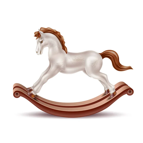Vector realistic rocking horse vintage 3d toy — Stock Vector