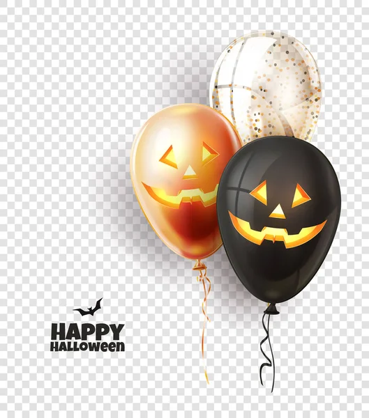 Vector halloween globo con miedo, caras espeluznantes — Vector de stock