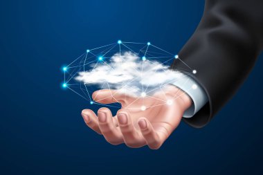 Vektör bulut bilgi işlem adam noktalı bulut holding