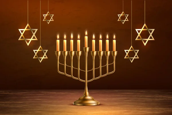 Vector hanukkah jewish holiday menorah david star
