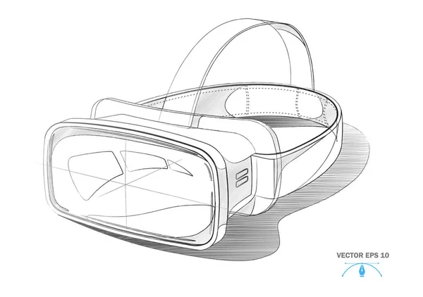 Casque de réalité virtuelle vectorielle, masque VR maquette — Image vectorielle