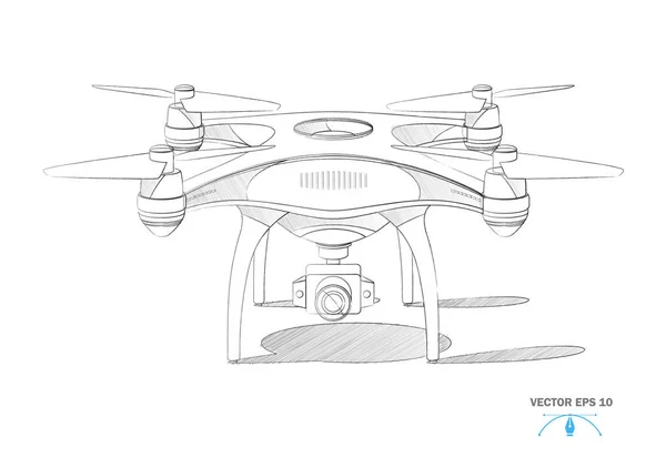 Διάνυσμα ρεαλιστική quad copter αέρα drone με κάμερα — Διανυσματικό Αρχείο