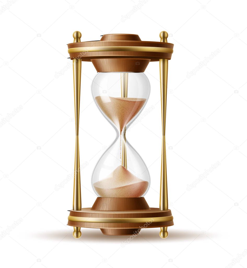 Vector realistic hourglass sandglass 3d mock up