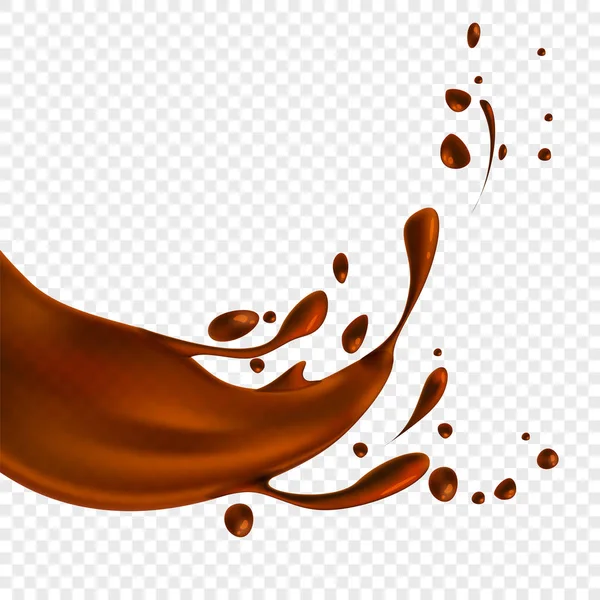Vektor realistischer Schokoladenspritzer, flüssiger Wirbel — Stockvektor