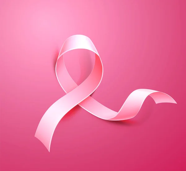 Διάνυσμα καρκίνου μαστού ευαισθητοποίηση αφίσα ροζ κορδέλα — Διανυσματικό Αρχείο