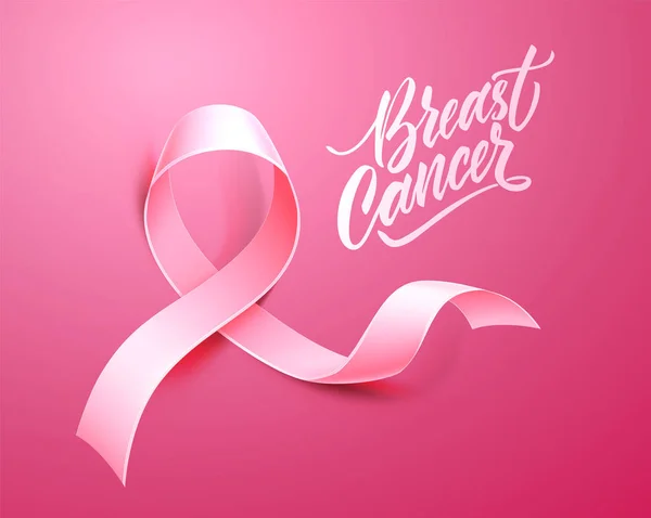 Διάνυσμα καρκίνου μαστού ευαισθητοποίηση αφίσα ροζ κορδέλα — Διανυσματικό Αρχείο