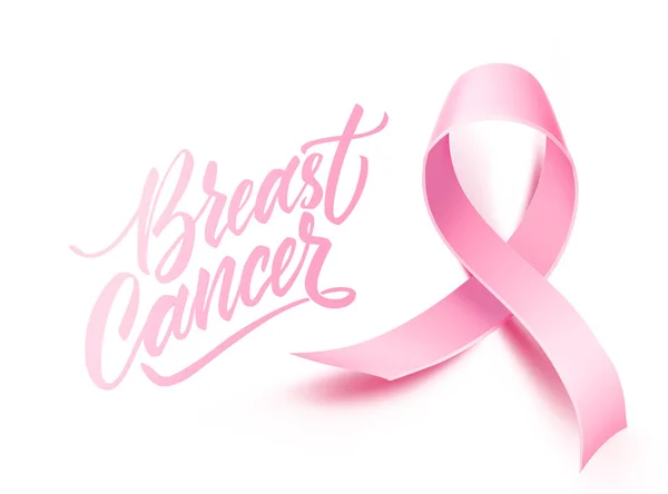 Nastro rosa poster consapevolezza cancro al seno vettoriale — Vettoriale Stock