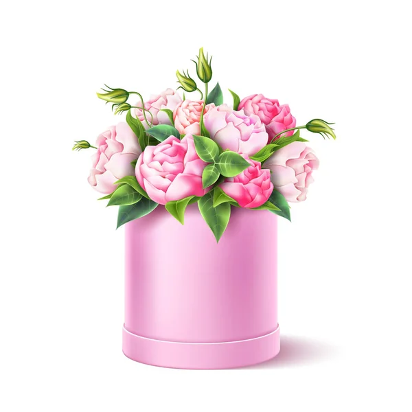 Vektor Rose Blumenkasten Valentinstag realistisch — Stockvektor