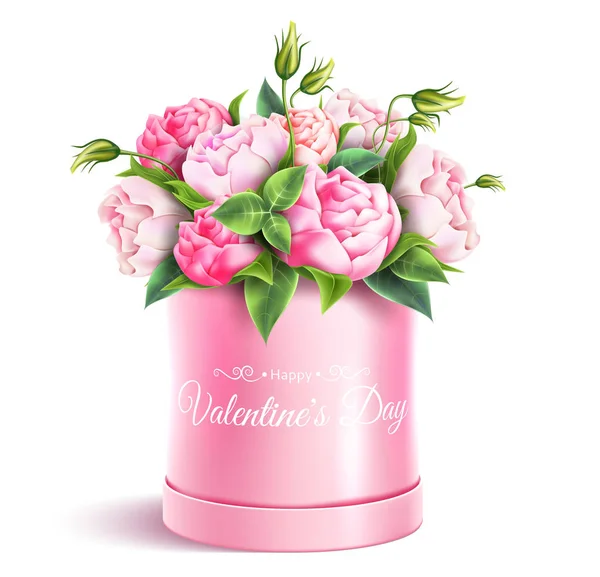 Векторная цветочная коробочка валентинки день реалистичный — стоковый вектор