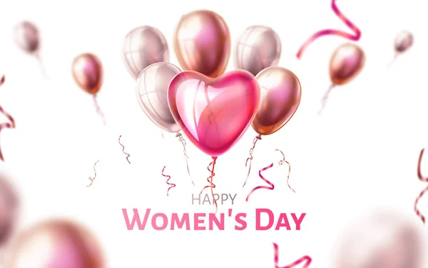 Vektör 8 Mart Kadınlar günü tatil kalp balon — Stok Vektör