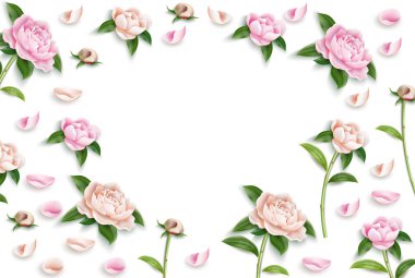 Vektör şakayık çiçeği yaprağı tomurcukları tasarlamak çerçeve