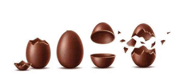 Wektor realistyczne Czekoladowe jaja wielkanocne symbol zestaw — Wektor stockowy