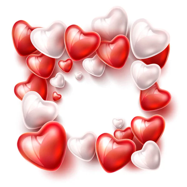 Διάνυσμα μπαλόνι καρδιά μετάξι κορδέλα ρεαλιστική σύνολο — Διανυσματικό Αρχείο