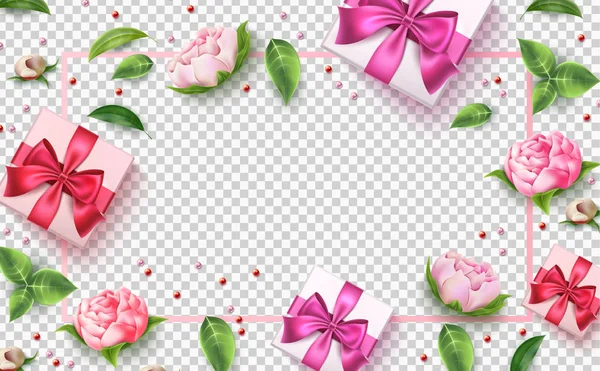 Vector San Valentín rosa flor regalo caja — Archivo Imágenes Vectoriales