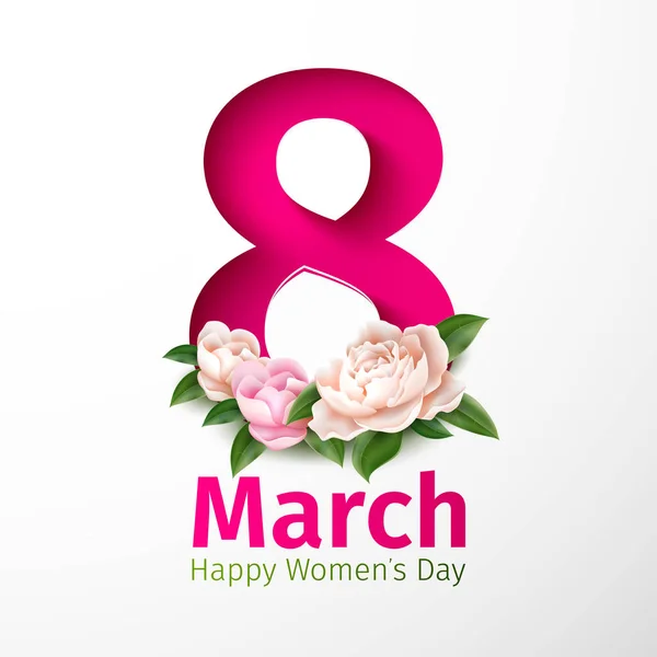 Vector 8 de marzo Día de las mujeres peonía flor — Vector de stock