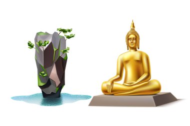 Vektör altın buddha Bond Adası Tayland Simgesel Yapı