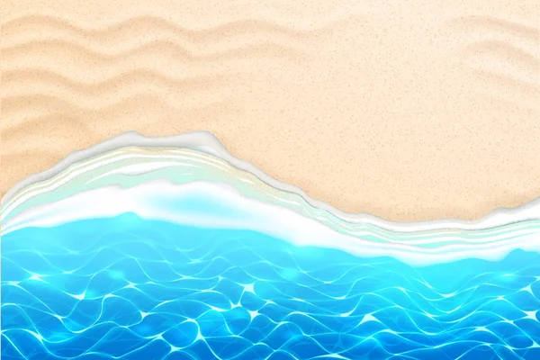 Vector playa playa azul olas arena costa — Vector de stock