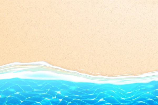 Vettoriale spiaggia mare onde azzurre costa di sabbia — Vettoriale Stock