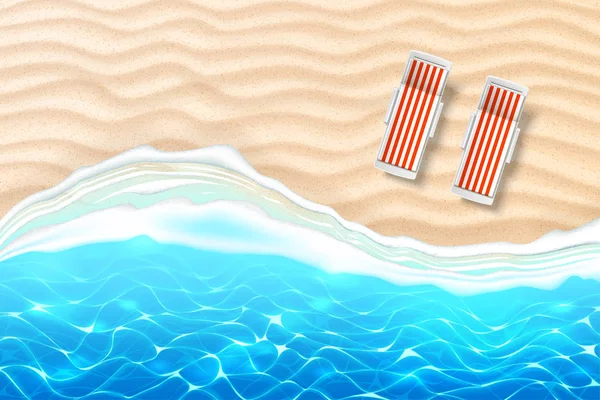 Vector praia mar ondas azuis costa de areia — Vetor de Stock