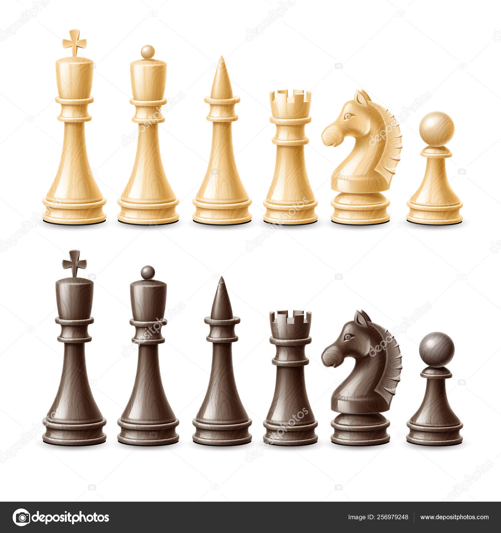 Vetor realista 3d xadrez peças preto branco conjunto imagem