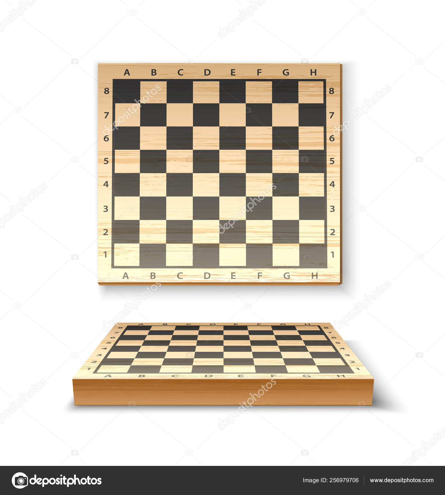 Conceito de jogo de xadrez com tabuleiro realista e peças preto e brancas