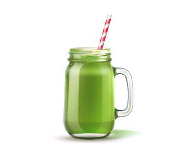 Saman ile mason kavanozda Vektör yeşil yüzlü