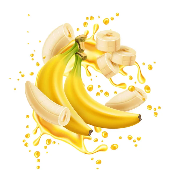 Vektor Banana gäng skalade ringar juice Flow — Stock vektor