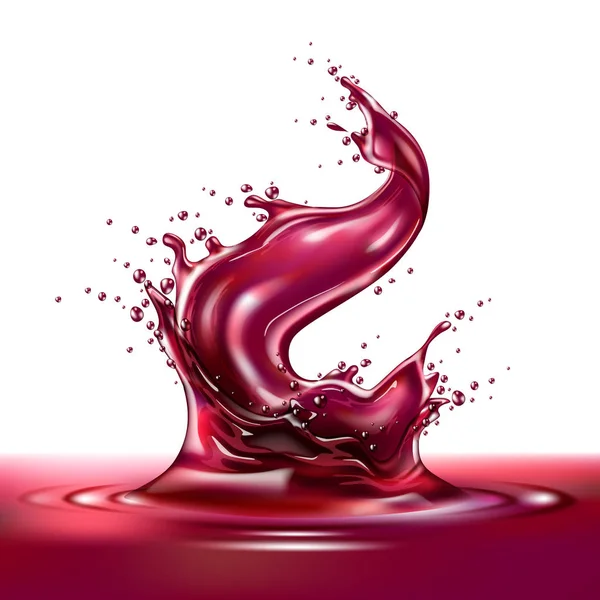 Vecteur 3d jus de raisin, vin rouge éclaboussure liquide — Image vectorielle