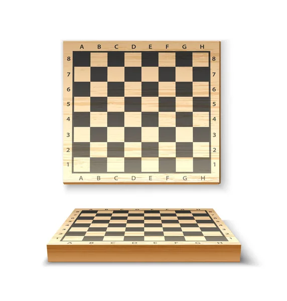 Vetor de tabuleiro de xadrez de madeira realista para jogo de xadrez — Vetor de Stock