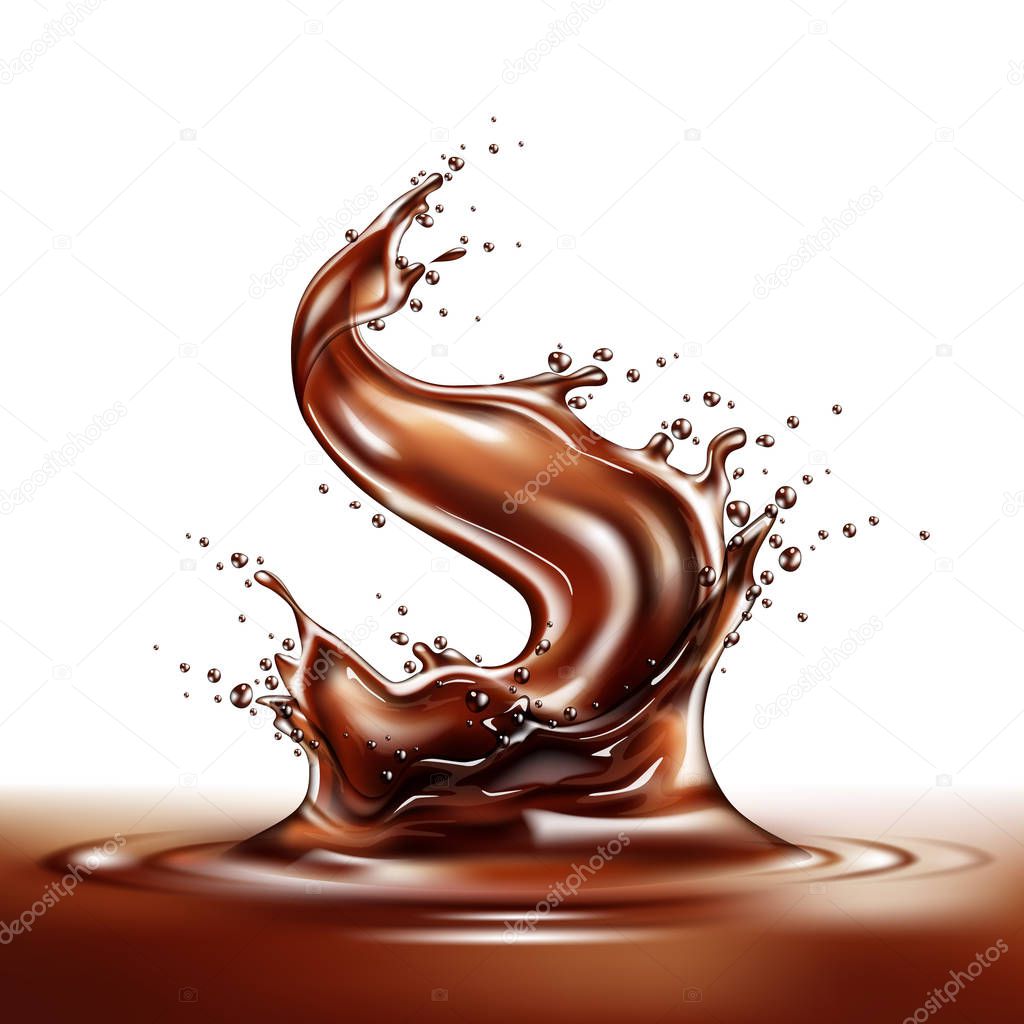 Vector realistic chocolate splash and liquid swirl