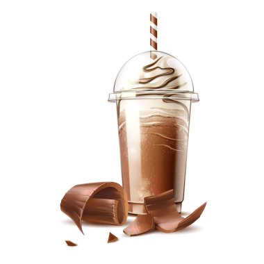 Vektör gerçekçi frappe kahve kreması ve çikolata