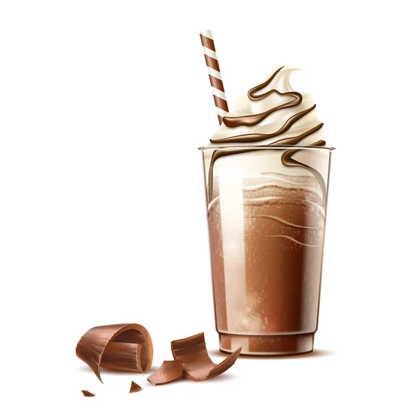 Vector realistic frappe coffee cream and chocolate — Stock Vector