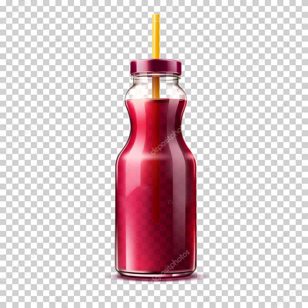 Vector 3d purple juice smoothie glass bottle
